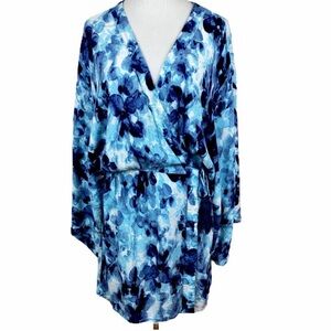 Lulu’s Blue Floral Wrap Kimono Dress